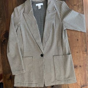 H&M houndstooth longline blazer